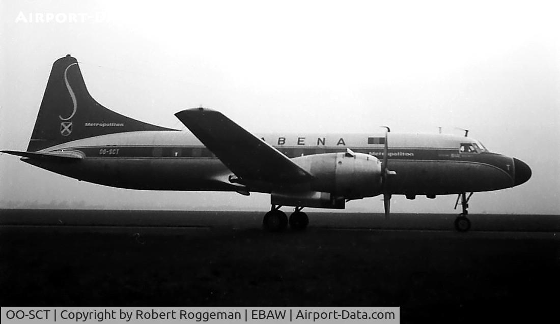 OO-SCT, 1956 Convair 440 Metropolitan C/N 381, Late 1950's.Taxiing in for daily flight.Brussels Antwerp London.