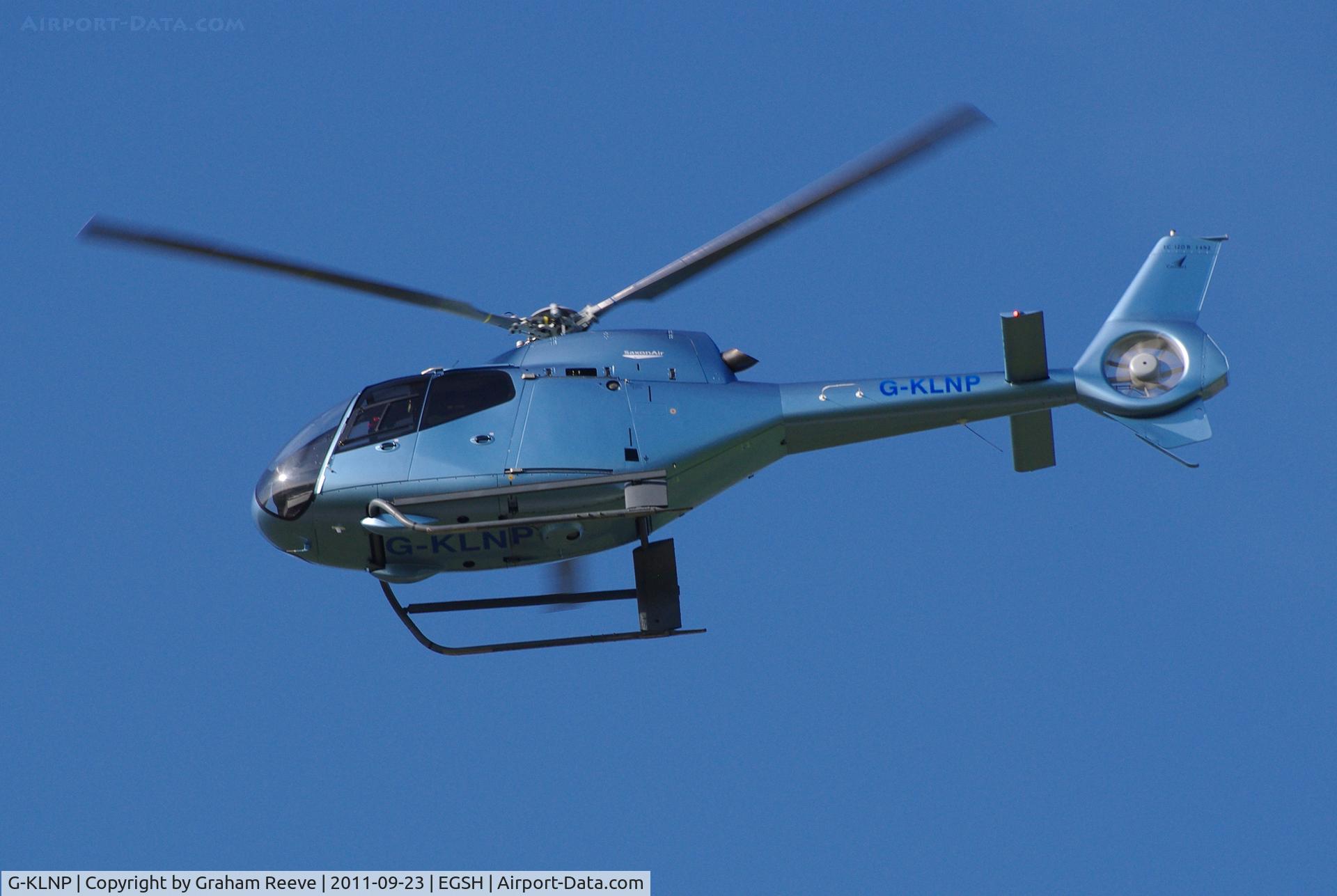 G-KLNP, 2007 Eurocopter EC-120B Colibri C/N 1492, Overhead at Norwich.