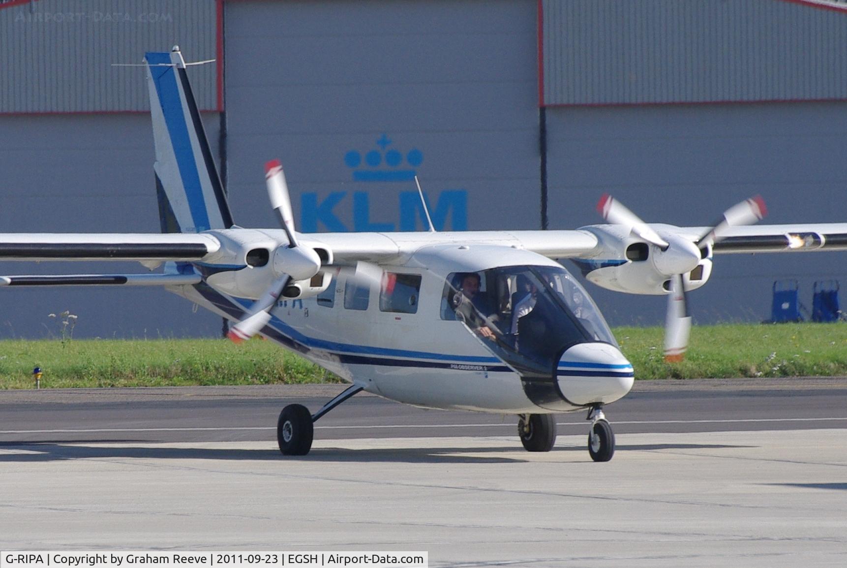 G-RIPA, 2003 Partenavia P-68 Observer C/N 423-23-OB2, Just arrived.