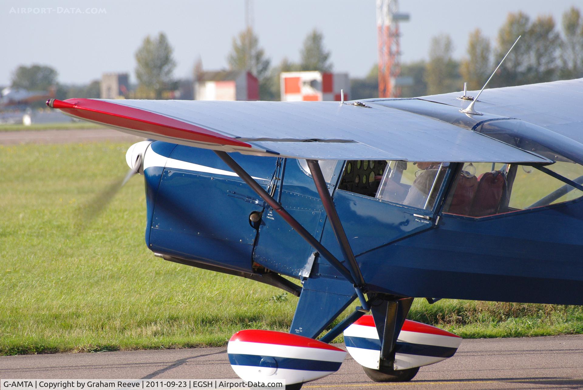 G-AMTA, 1952 Auster J-5F Aiglet Trainer C/N 2780, About to depart.