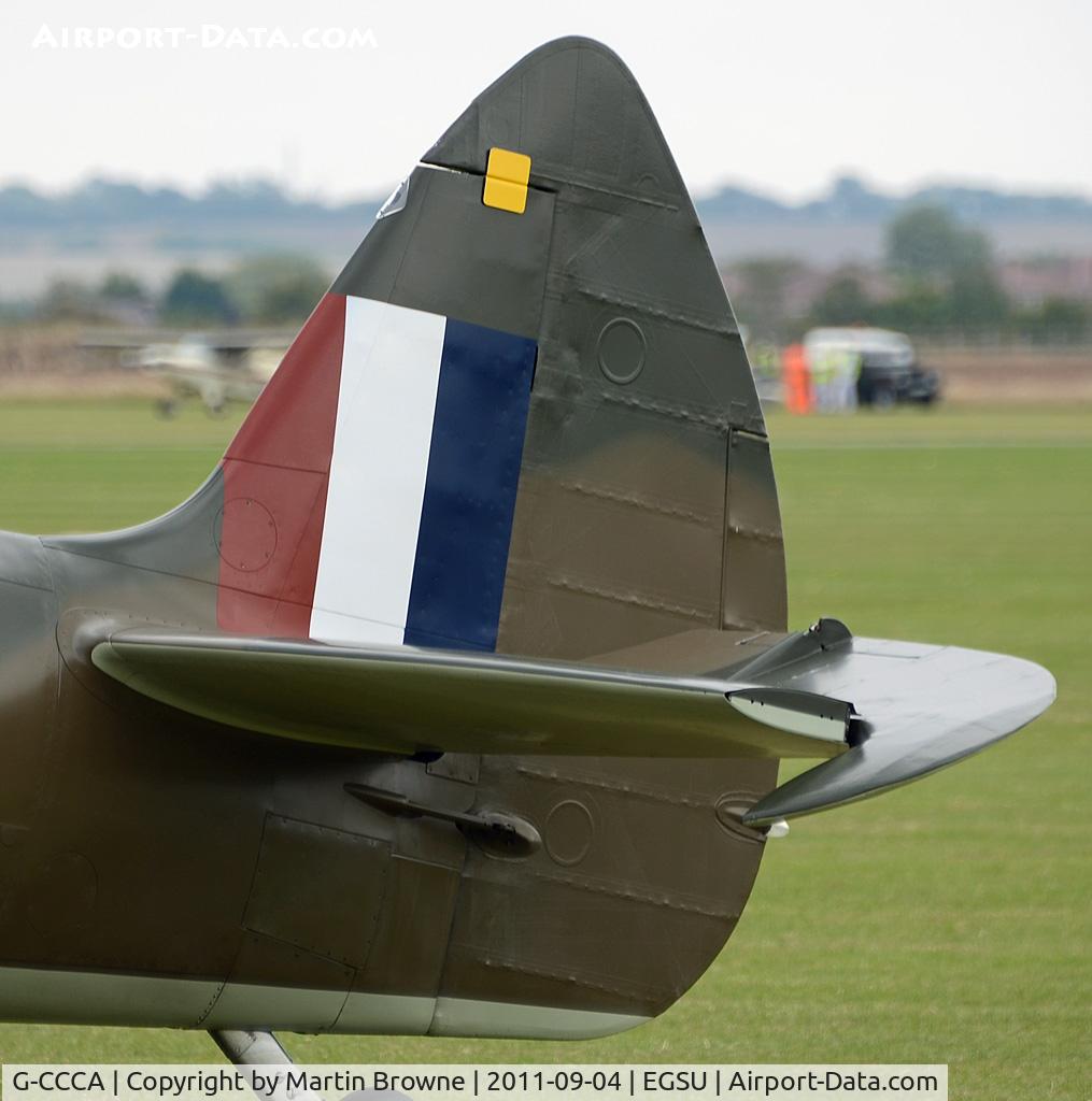 G-CCCA, 1944 Supermarine 509 Spitfire TR.IXc C/N CBAF.9590, CLOSE UP OF THE FIN