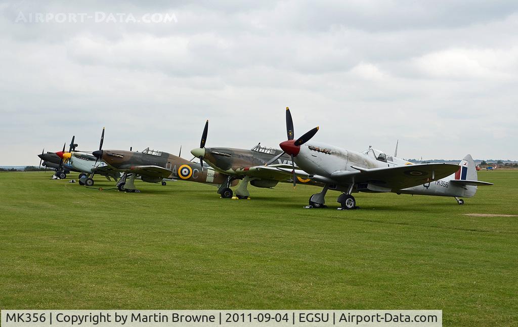 MK356, 1944 Supermarine 361 Spitfire LF.IXc C/N CBAF.IX.1561, PART OF THE FLIGHTLINE AT DUXFORD ON A VERY DULL AND RAINY DAY.