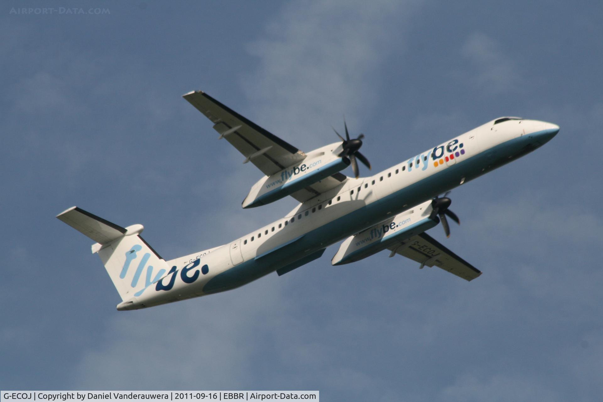 G-ECOJ, 2008 De Havilland Canada DHC-8-402Q Dash 8 C/N 4229, Flight BE594 is climbing from RWY 07R