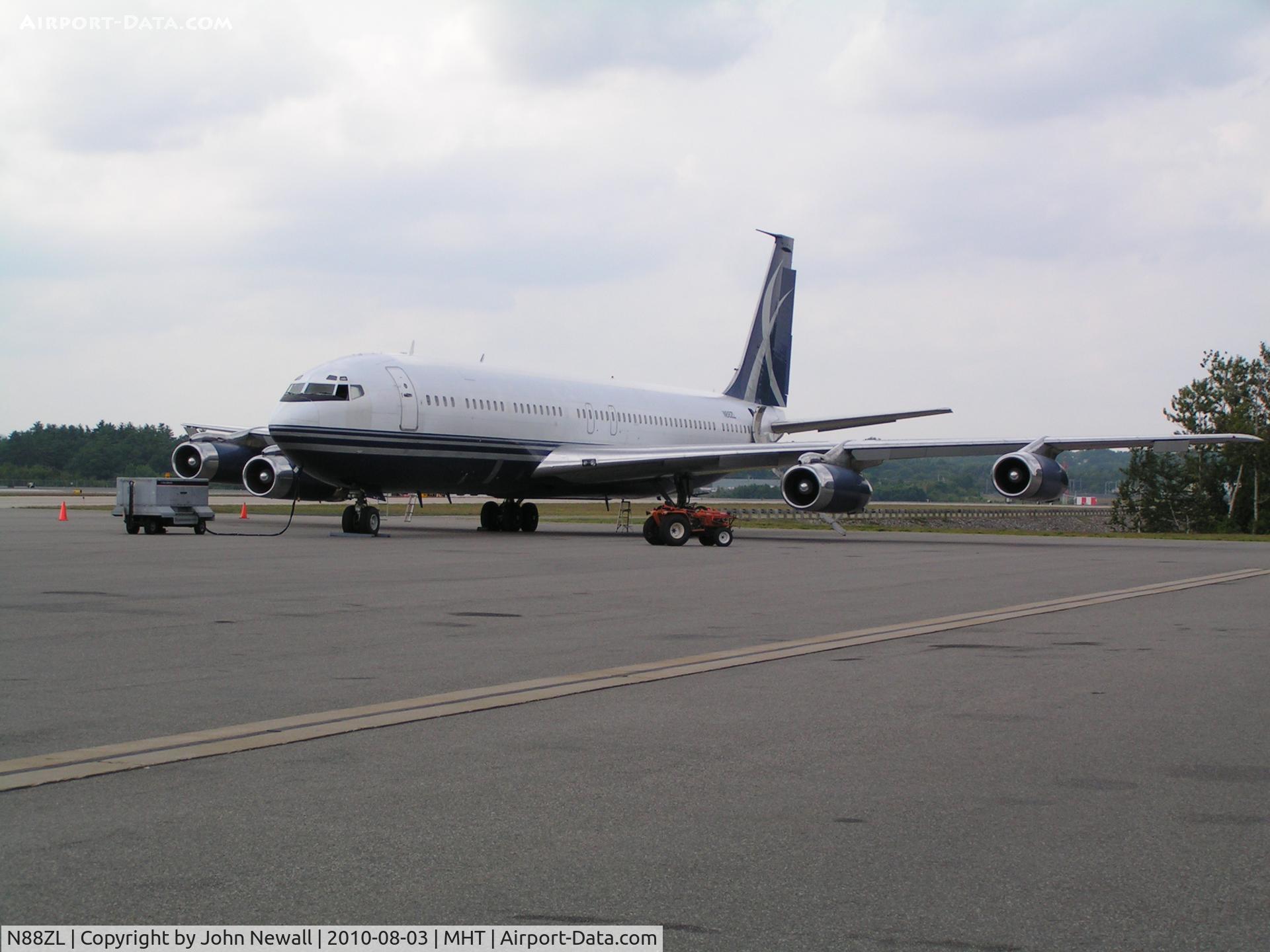 N88ZL, 1965 Boeing 707-330B C/N 18928, N88ZL, ex Lufthansa D-ABUF Boeing 707-330C on the Wiggins ramp at MHT