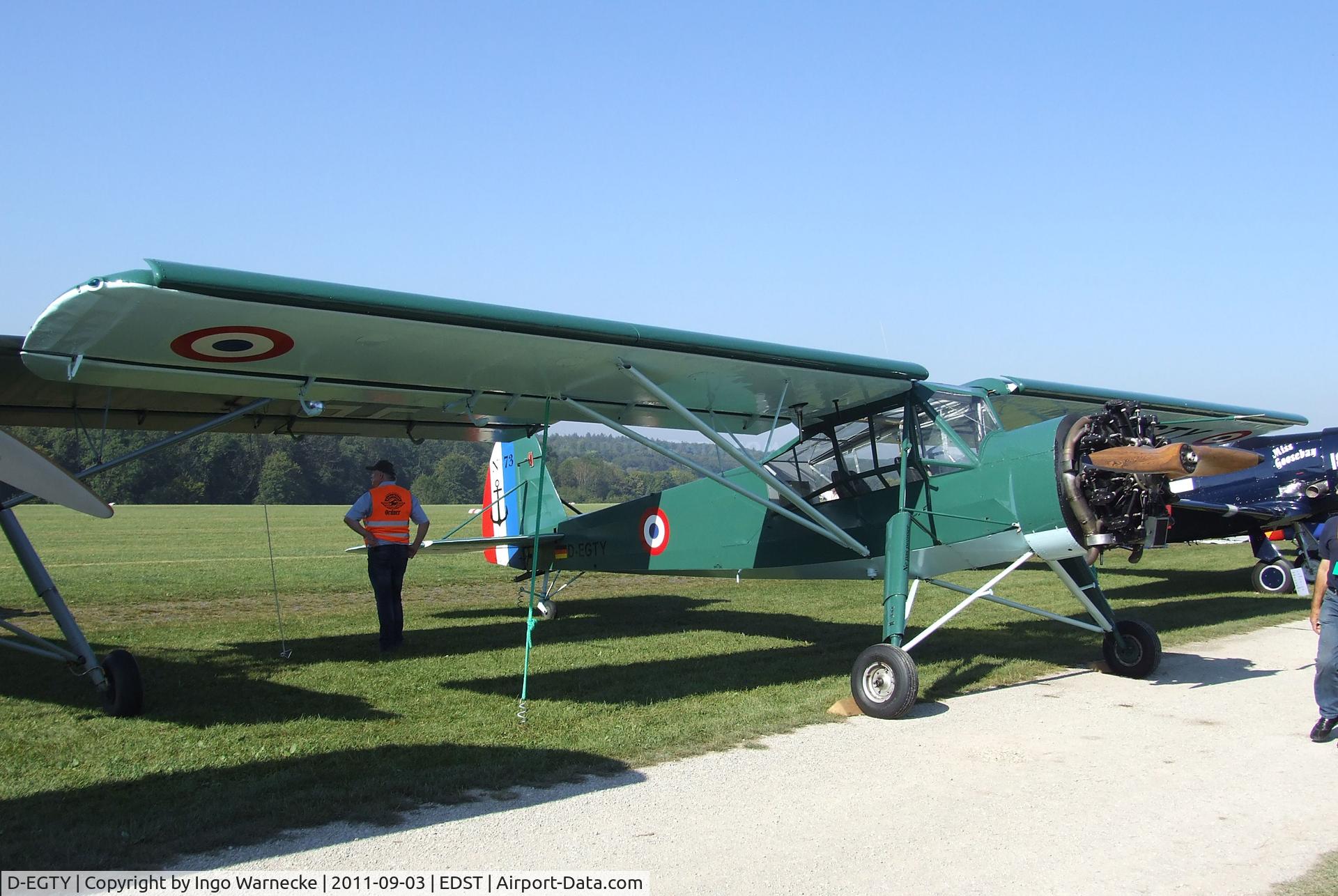 D-EGTY, 1946 Morane-Saulnier MS-505 Criquet C/N 73, Morane-Saulnier MS.505 Criquet (post-war french Fi 156 Storch with Jacobs radial engine) at the 2011 Hahnweide Fly-in, Kirchheim unter Teck airfield