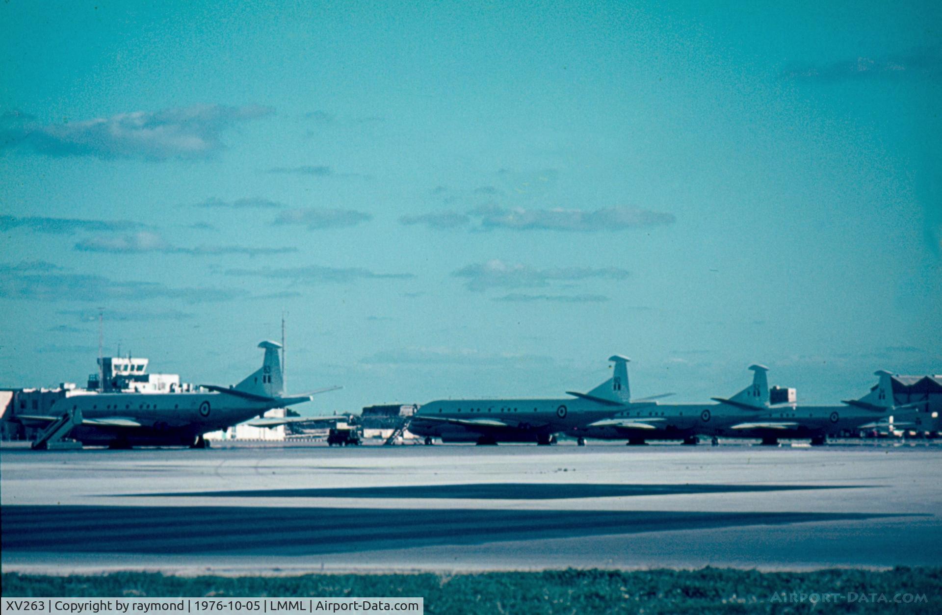 XV263, Hawker Siddeley Nimrod MR.1 C/N 8038, Nimrods 203Sqd RAF Luqa Malta line up.