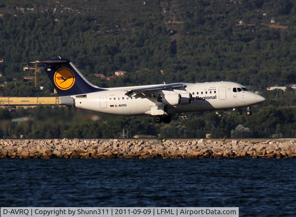D-AVRQ, 1997 British Aerospace Avro 146-RJ85 C/N E.2304, Landing rwy 13L