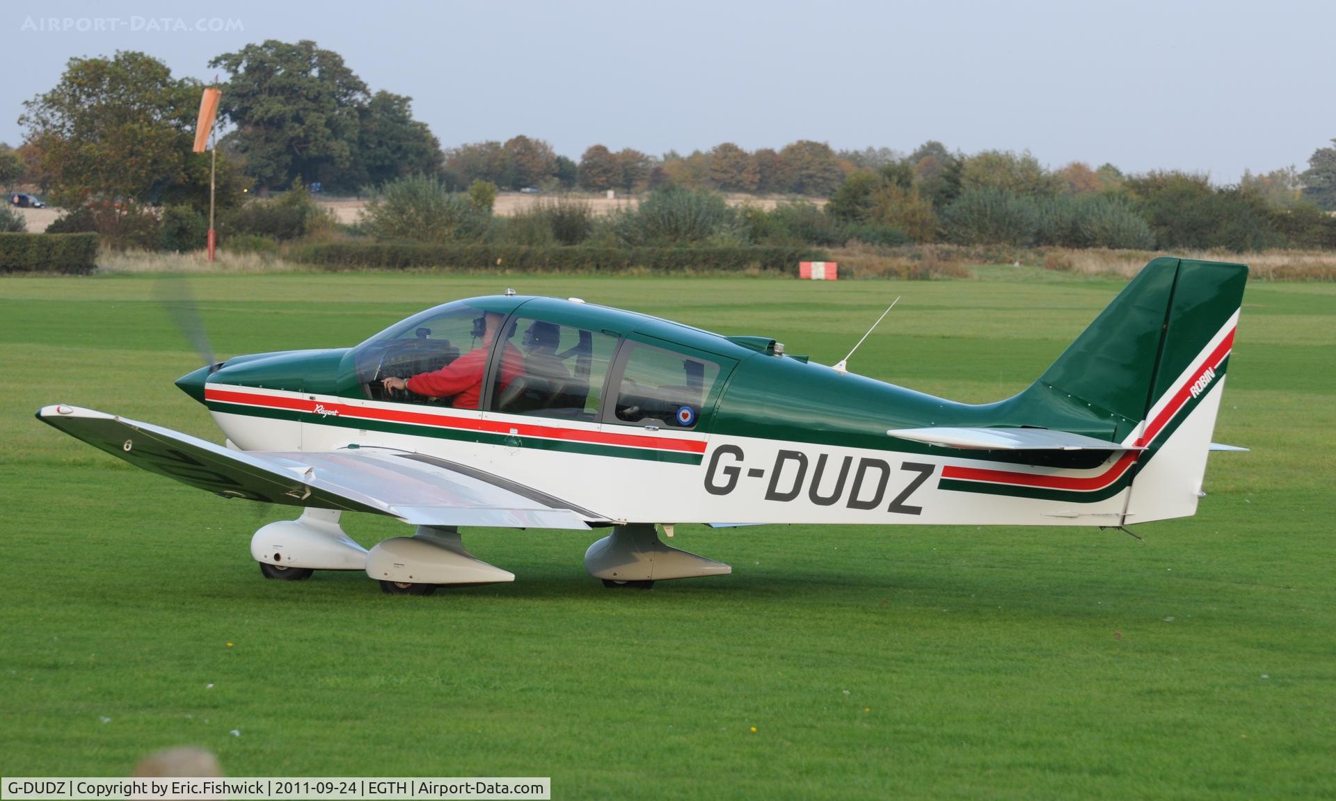 G-DUDZ, 1997 Robin DR-400-180 Regent Regent C/N 2367, 1. G-DUDZ departing the glorious Shuttleworth Uncovered Air Display, September 2011