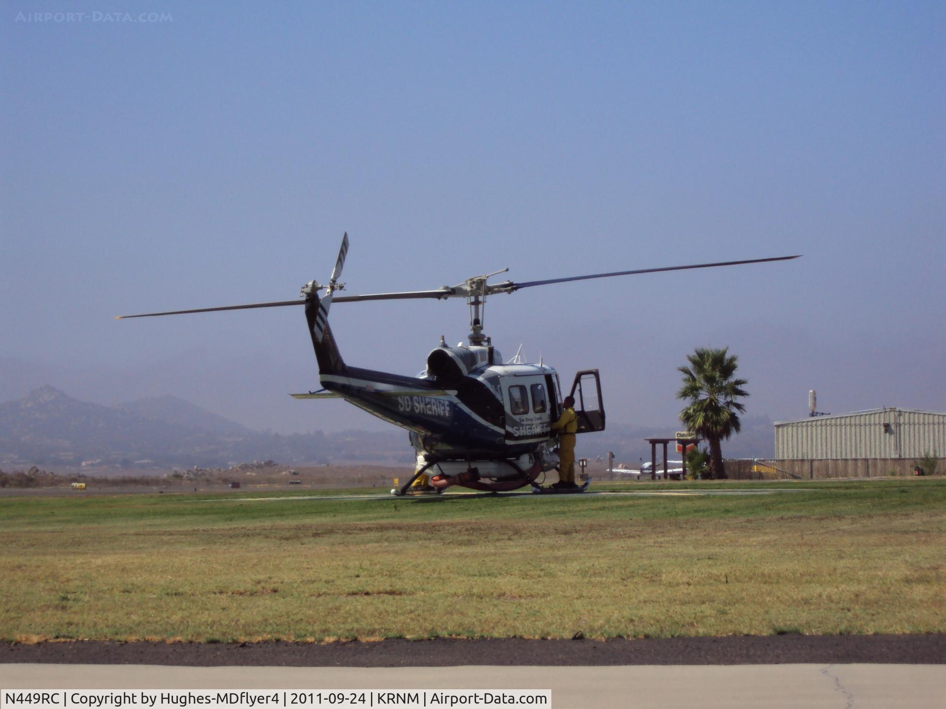 N449RC, 1973 Bell 205A-1 C/N 30121, ASTREA Copter 10 on the ground at Ramona Airport during their 54th annual Open House.
