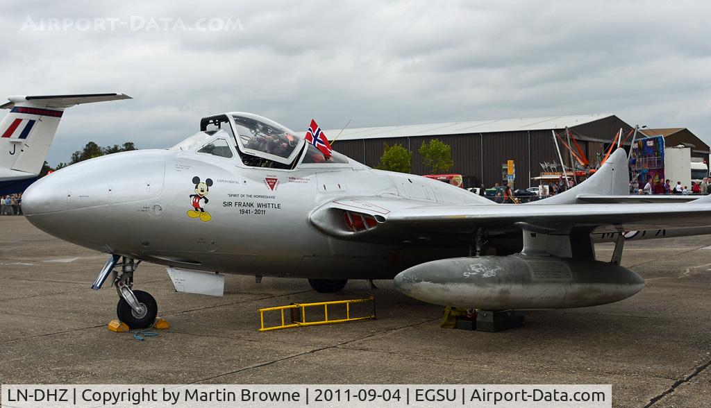 LN-DHZ, 1959 De Havilland (F+W Emmen) Vampire T55 (DH-115) C/N 990, SHOT AT DUXFORD