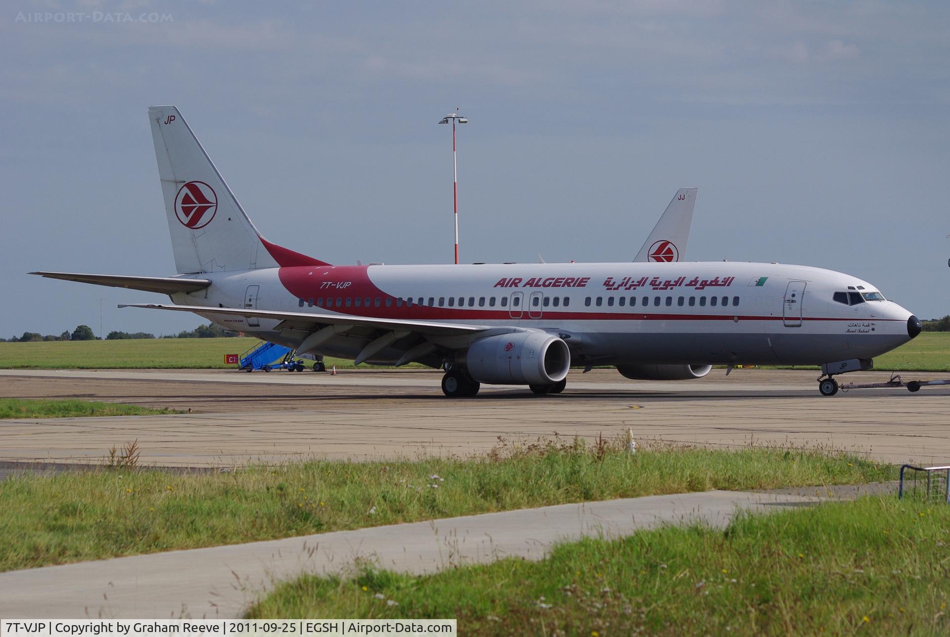 7T-VJP, 2001 Boeing 737-8D6 C/N 30208, Just arrived at Norwich.