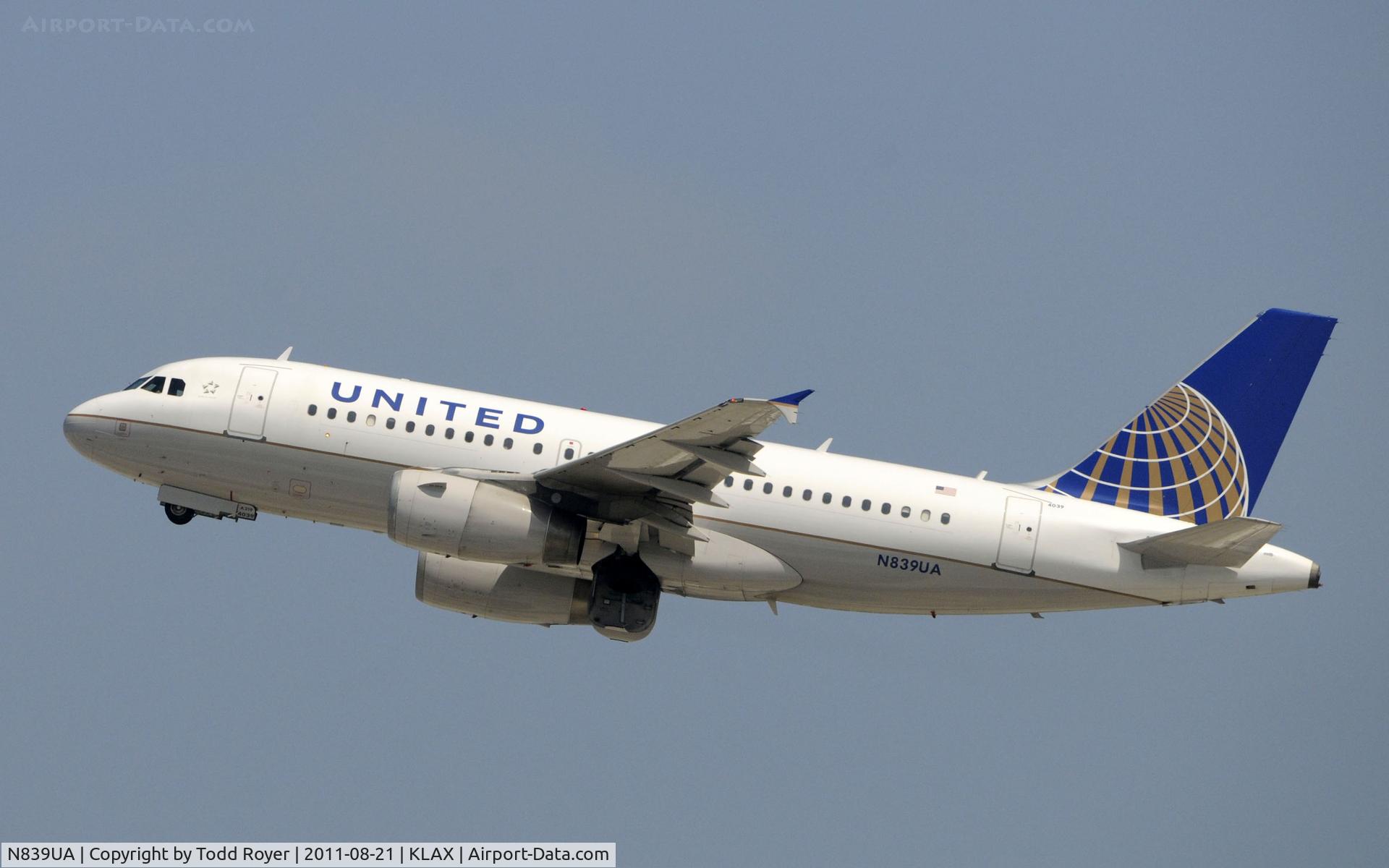 N839UA, 2001 Airbus A319-131 C/N 1507, United