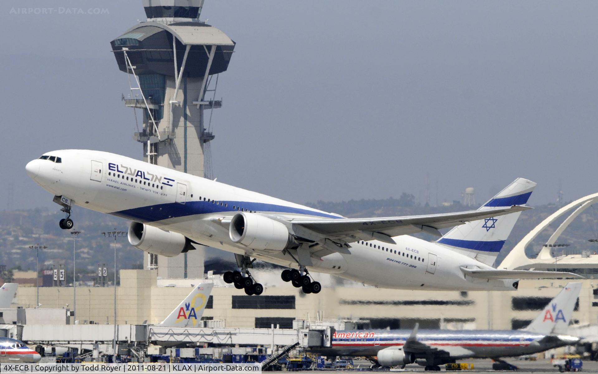 4X-ECB, 2001 Boeing 777-258/ER C/N 30832, Departing LAX