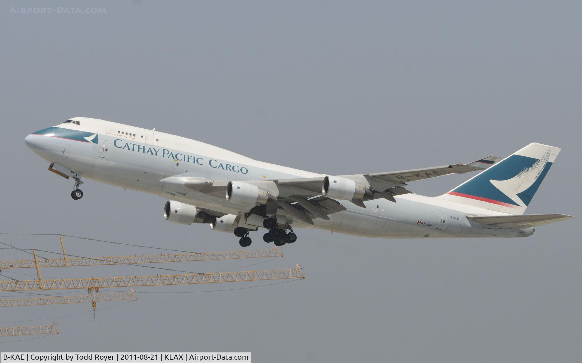 B-KAE, 1991 Boeing 747-412/BCF C/N 25068, Departing LAX
