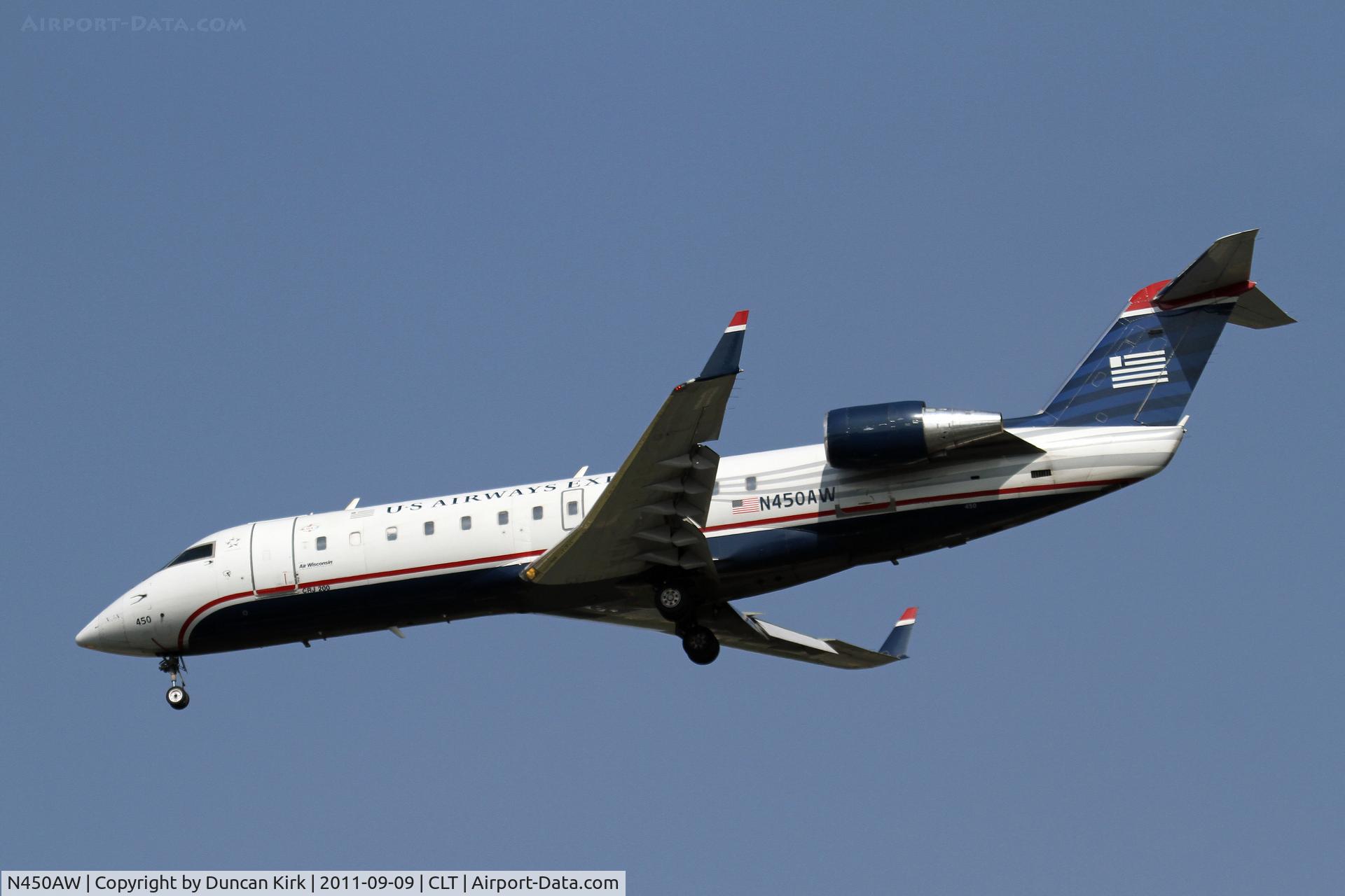 N450AW, 2003 Bombardier CRJ-200LR (CL-600-2B19) C/N 7823, US Airways operates a substantial number of commuter jets