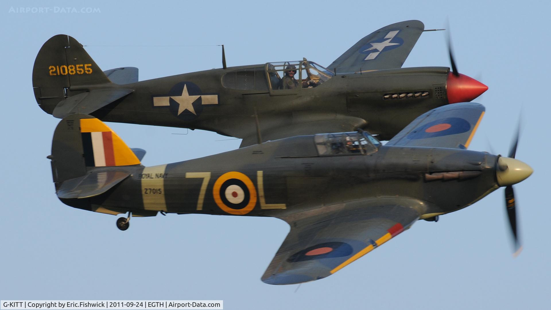 G-KITT, 1943 Curtiss P-40M Warhawk C/N 27490, 45. Kittyhawk and Sea Hurricane  at the glorious Shuttleworth Uncovered Air Display, September 2011