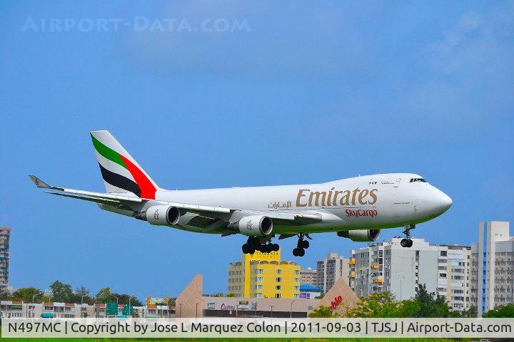N497MC, 1999 Boeing 747-47UF C/N 29258, Landing at TJSJ