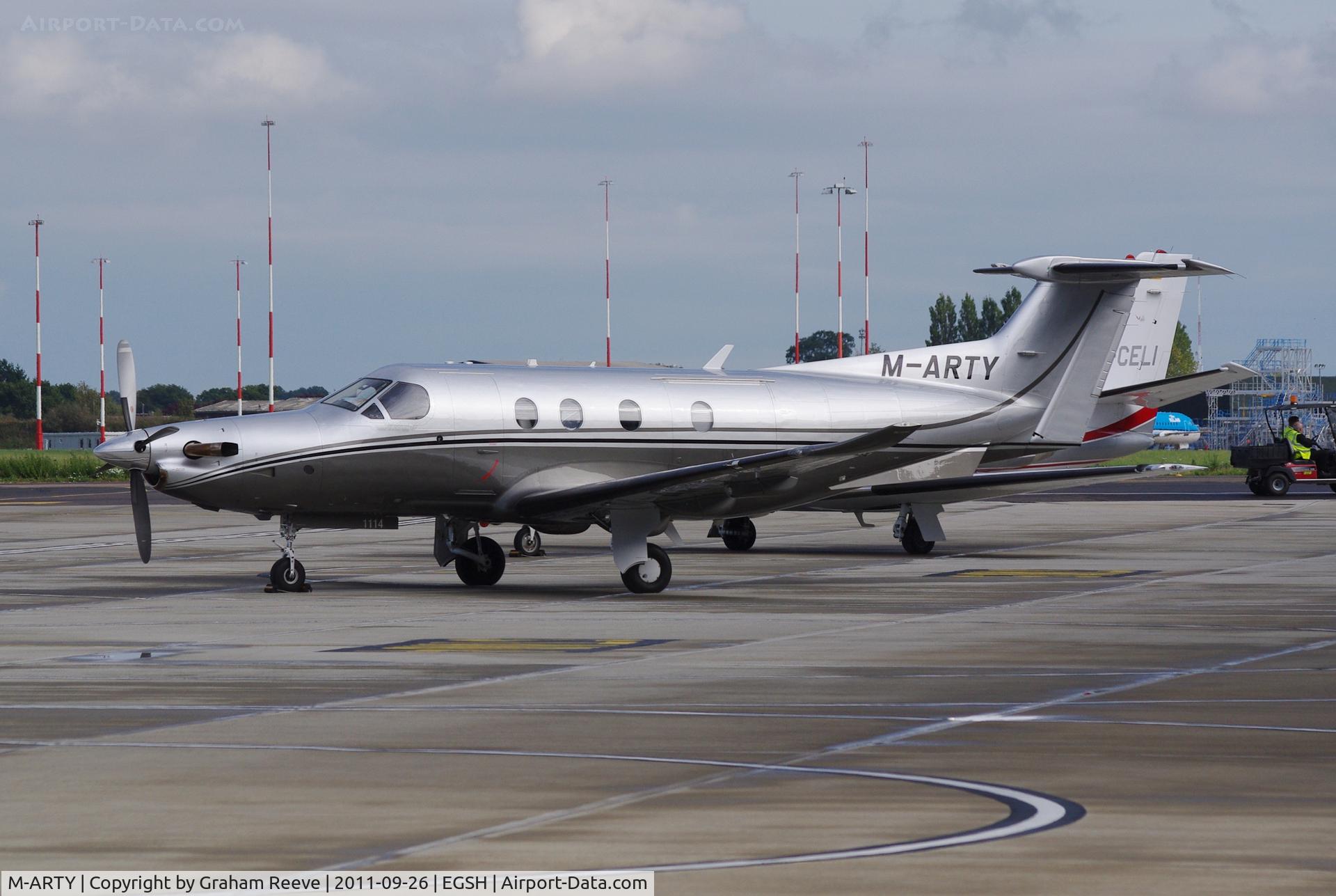 M-ARTY, 2009 Pilatus PC-12/47E C/N 1114, Parked at Norwich.