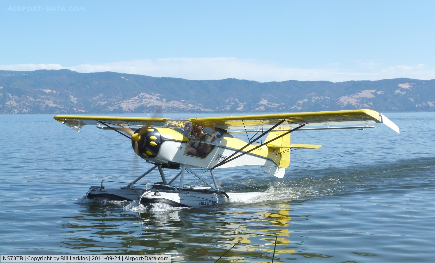 N573TB, 2008 Denney Kitfox Model 3 C/N 1016, Arriving at Splash In at Lakeport, CA.