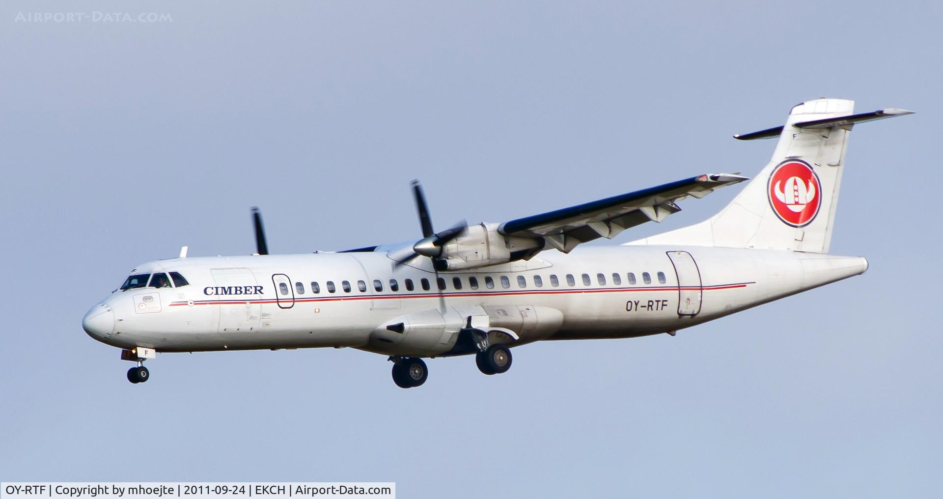 OY-RTF, 1997 ATR 72-202 C/N 496, Final approach Copenhagen Airport