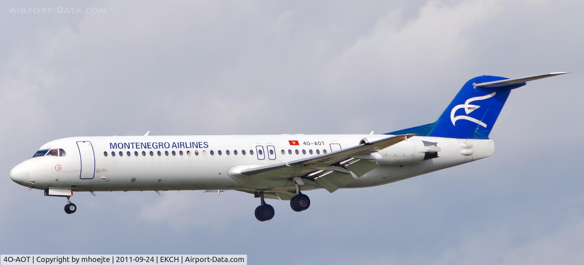 4O-AOT, 1991 Fokker 100 (F-28-0100) C/N 11350, Final approach Copenhagen Airport