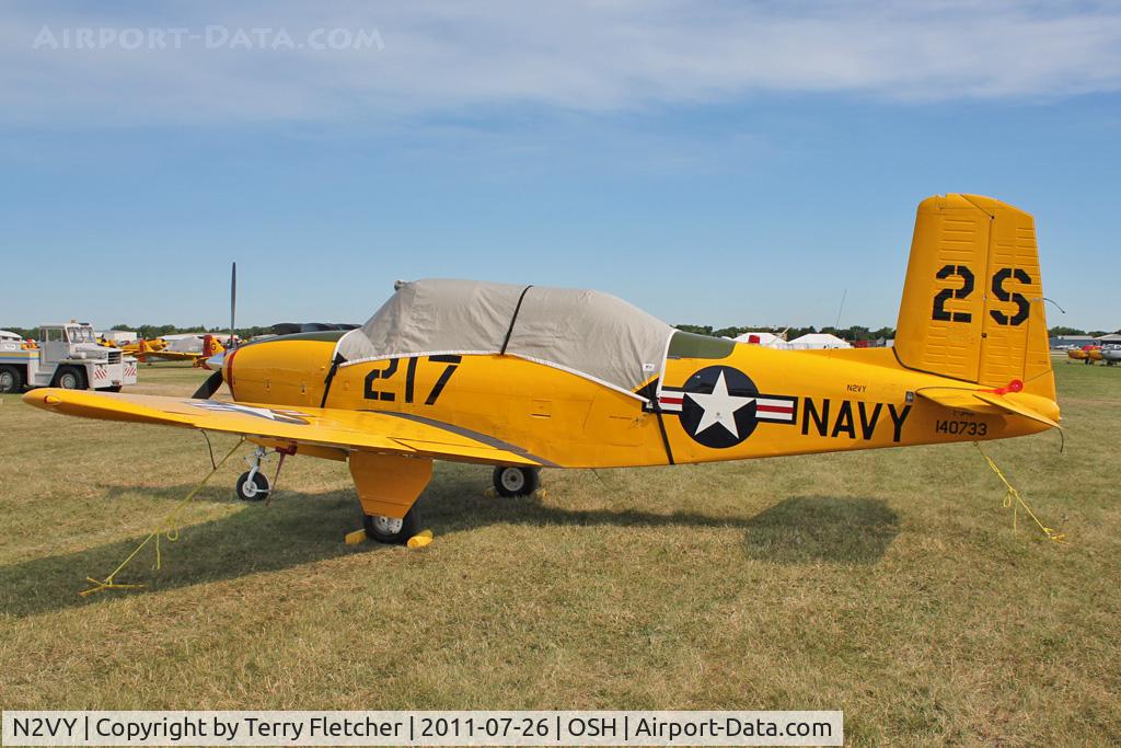 N2VY, 1955 Beech D-45 (T-34B) Mentor C/N BG-67, at 2011 Oshkosh ex Bu 140733