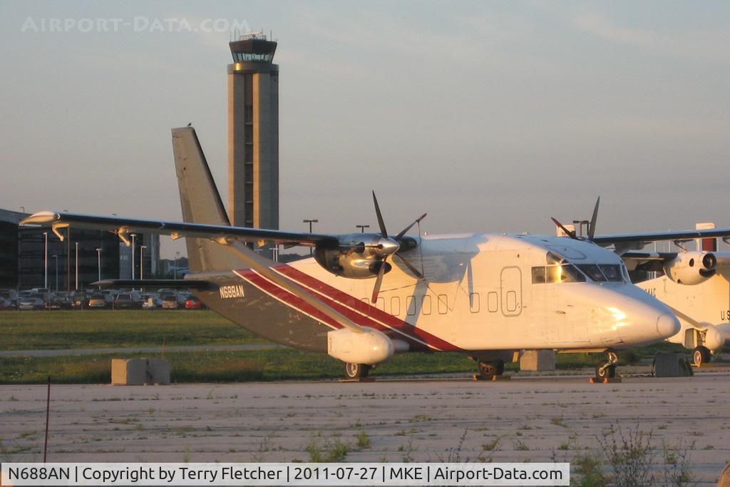 N688AN, 1984 Short SD3-60-300 C/N SH.3633, In a compound at Milwaukee Airport