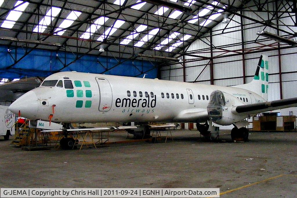 G-JEMA, 1990 British Aerospace ATP C/N 2028, former Emerald Airways ATP in storage at Blackpool Airport.