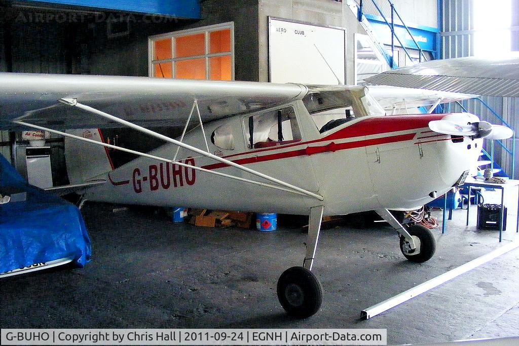G-BUHO, 1948 Cessna 140 C/N 14402, inside the packed Blackpool Air Centre hangar