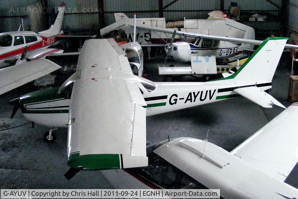 G-AYUV, 1970 Reims F172H Skyhawk C/N 0752, inside the packed Blackpool Air Centre hangar