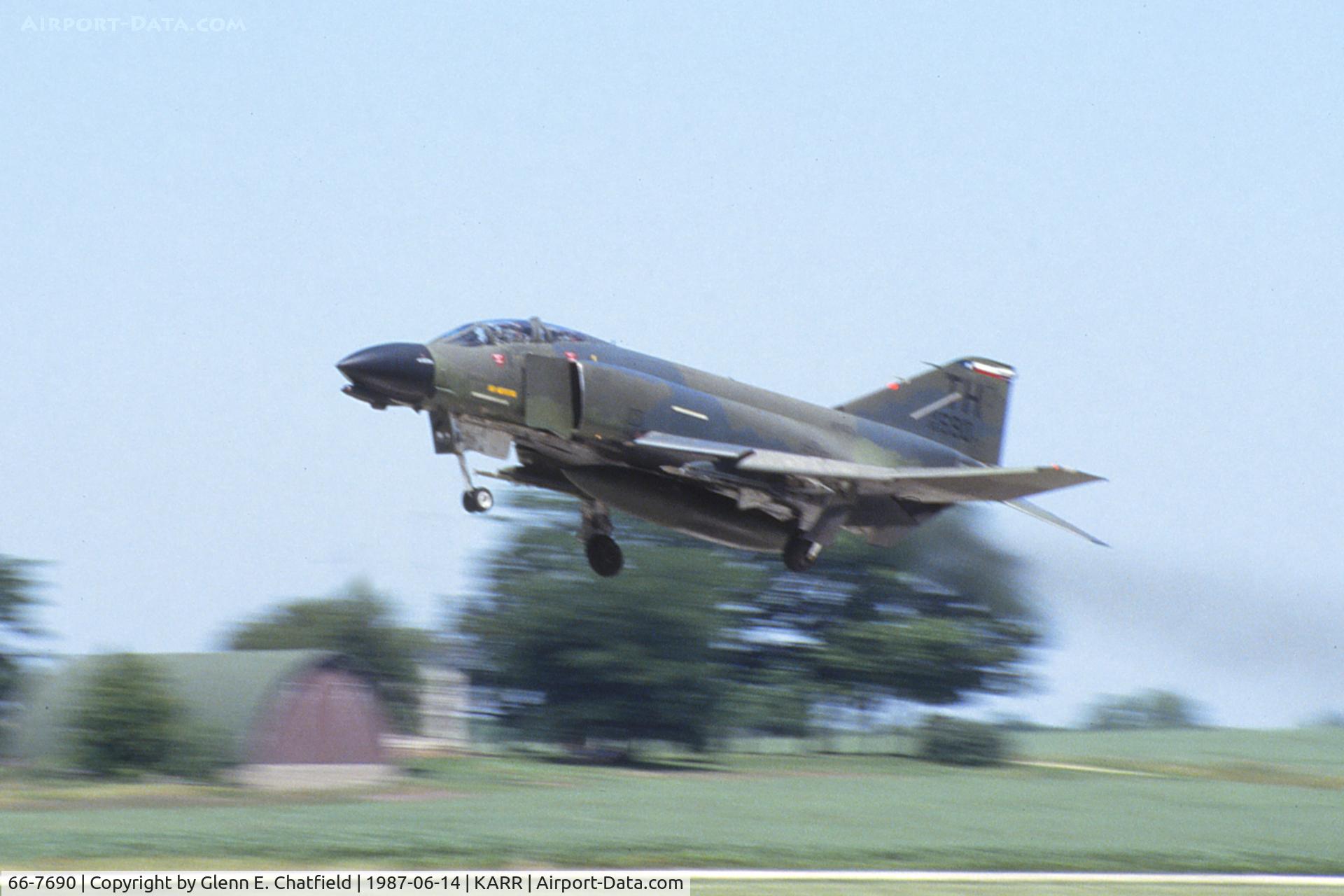66-7690, 1966 McDonnell F-4D Phantom II C/N 2296, High speed pass on runway 27.  Unfortunate blur, but they are the only shots I have of this plane.