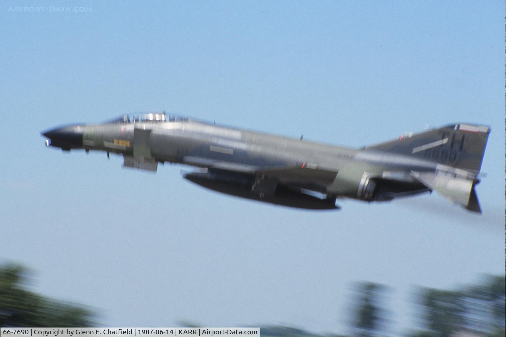 66-7690, 1966 McDonnell F-4D Phantom II C/N 2296, High speed pass on runway 27.  Unfortunate blur, but they are the only shots I have of this plane.