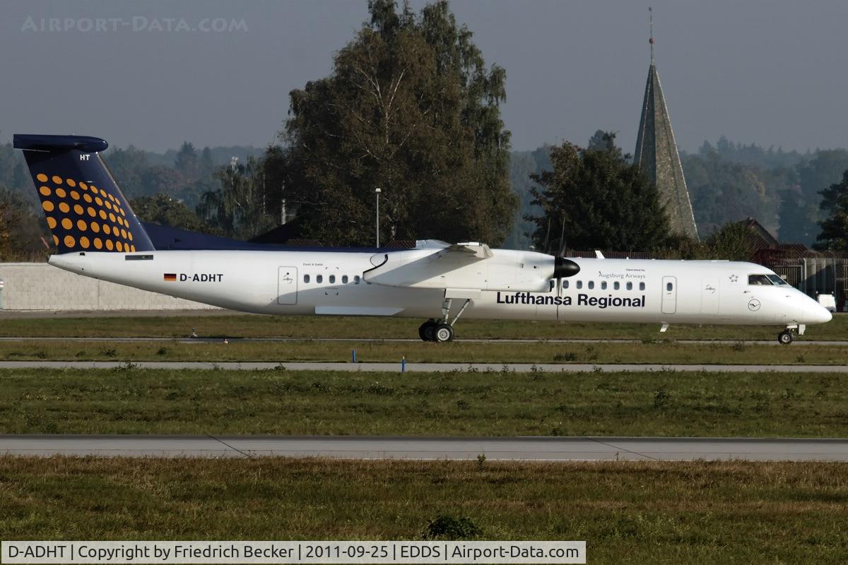 D-ADHT, 2009 De Havilland Canada DHC-8-400Q Dash 8 C/N 4281, taxying to the active