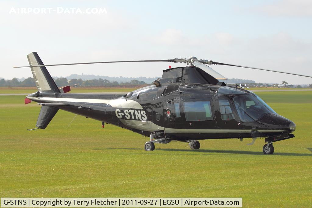 G-STNS, 1985 Agusta A-109A-2 C/N 7324, At 2011 Helitech at Duxford