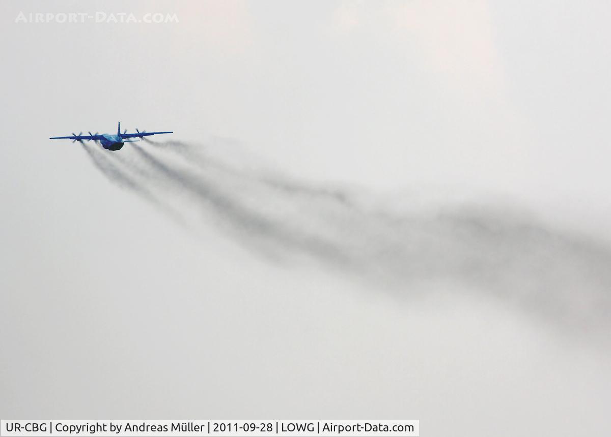 UR-CBG, 1966 Antonov An-12BK C/N 6343705, Smoky takeoff ...