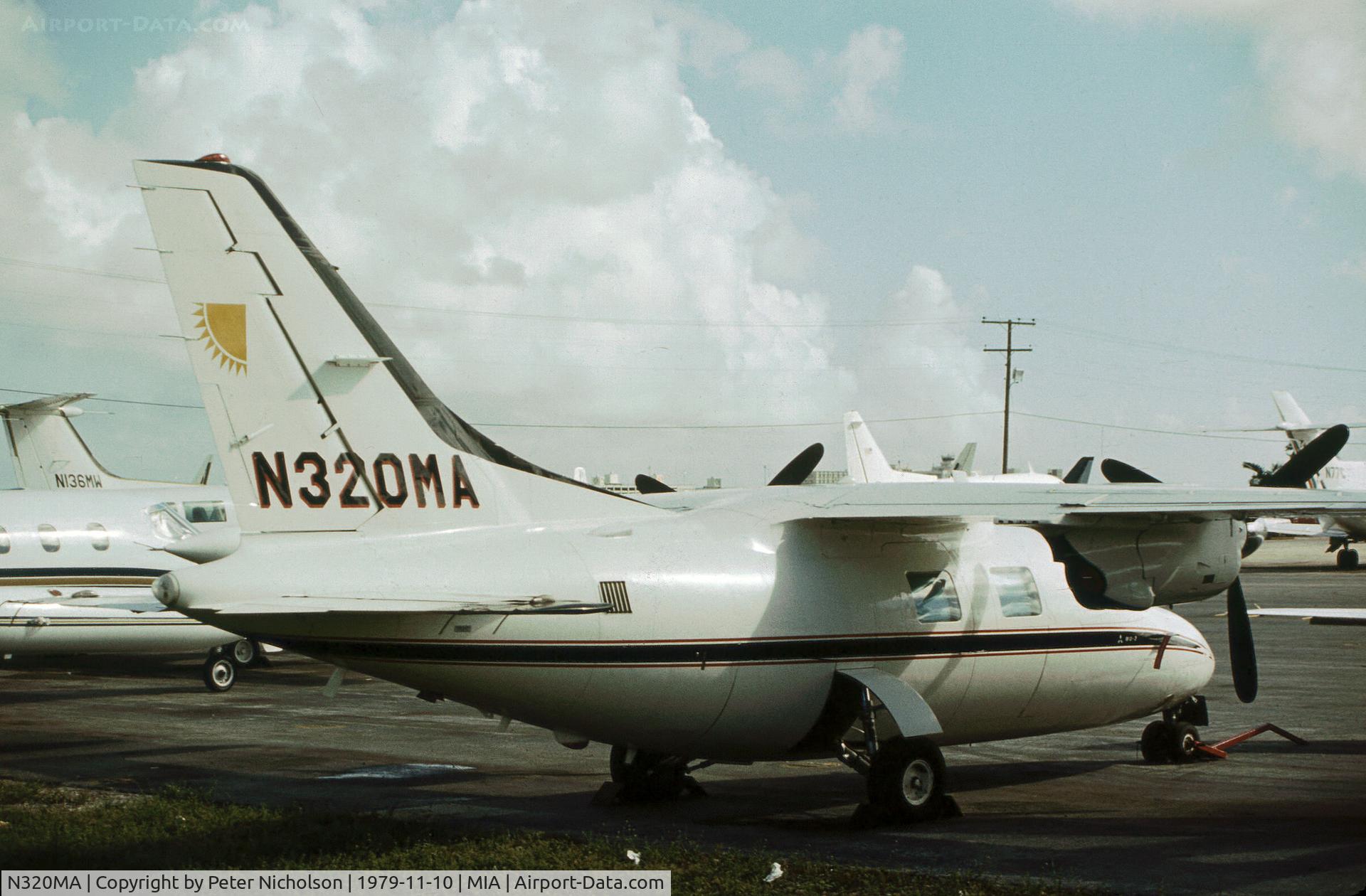 N320MA, 1973 Mitsubishi MU-2B-25 C/N 274, Mitsubishi Mu-2B-25 known as an Mu-2K as seen at Miami in November 1979.