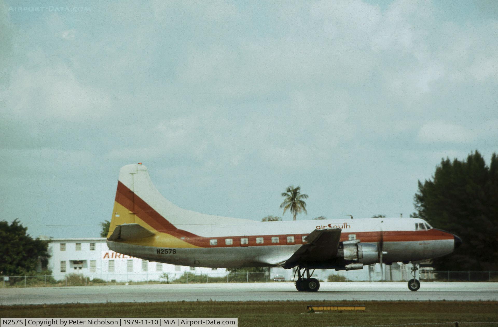 N257S, 1951 Martin 404 C/N 14110, Air South's Martin 404 as seen at Miami in November 1979.