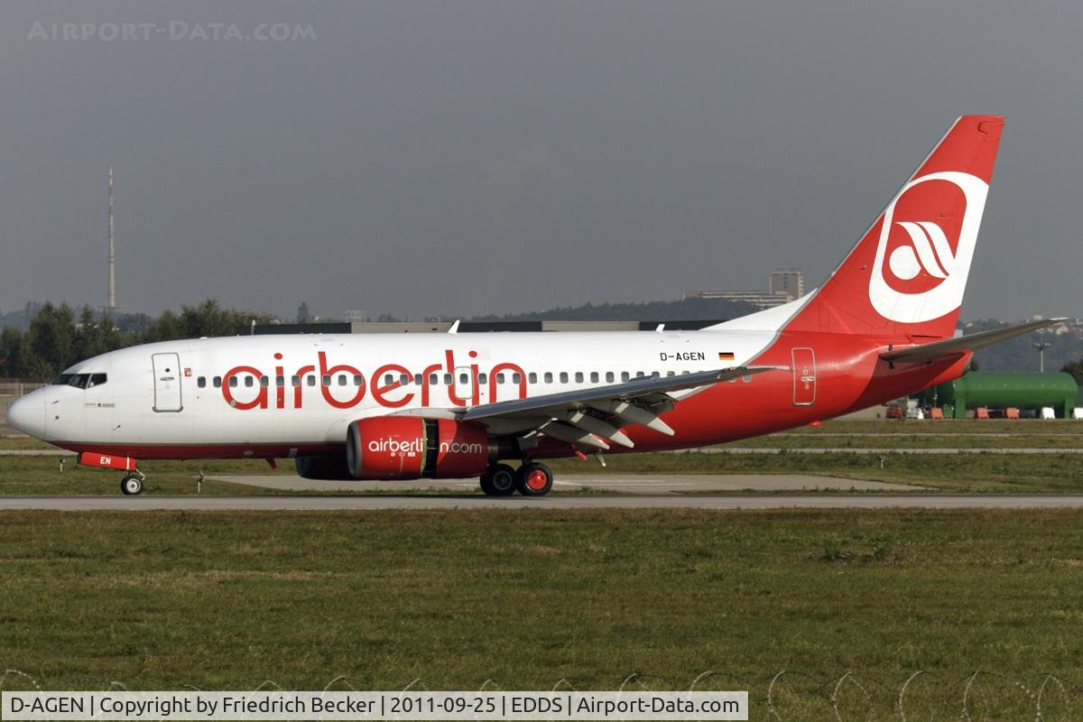 D-AGEN, 1998 Boeing 737-75B C/N 28100, decelerating after touchdown