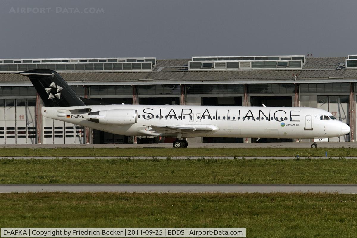 D-AFKA, 1994 Fokker 100 (F-28-0100) C/N 11517, taxying to the active