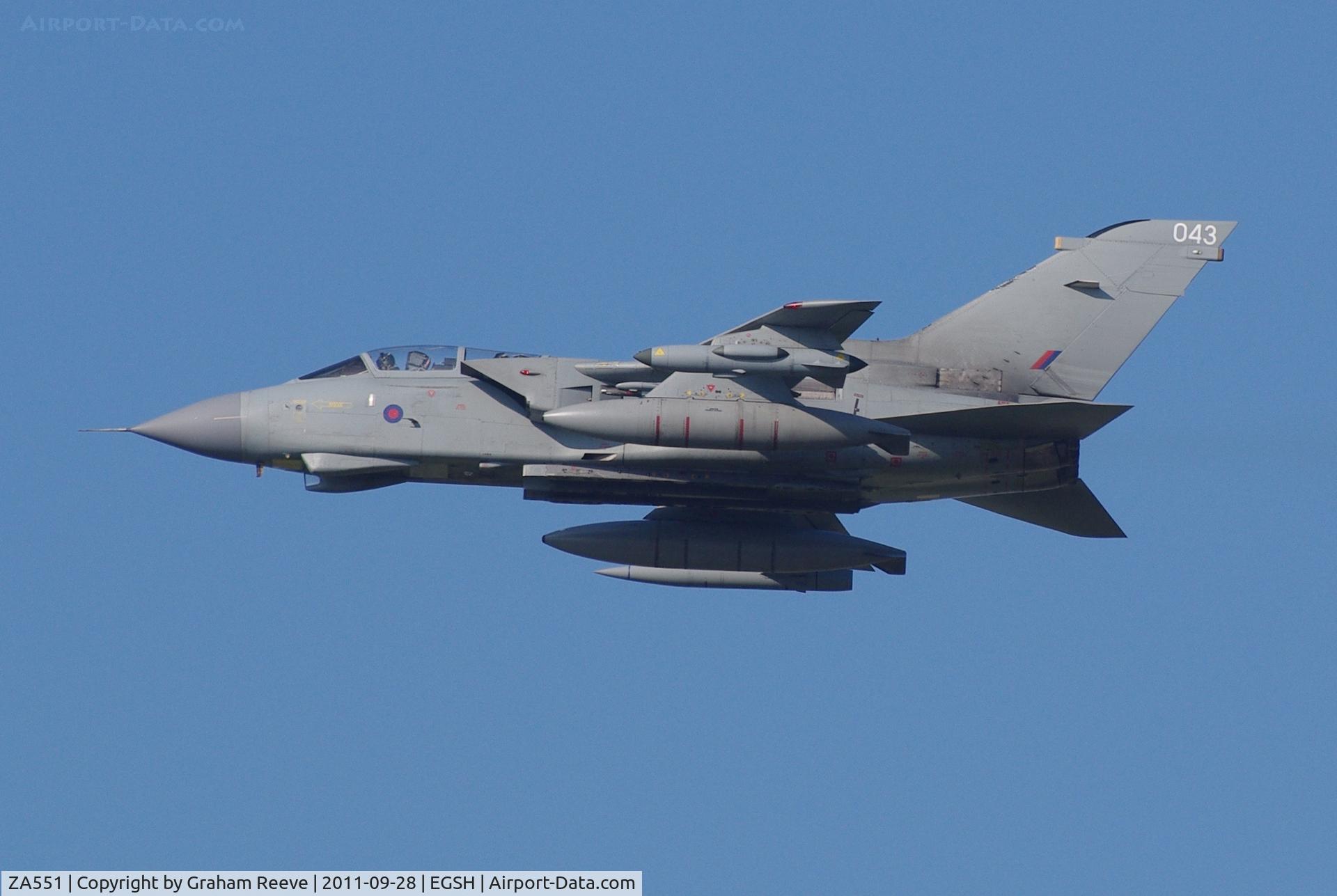 ZA551, 1981 Panavia Tornado GR.4 C/N 067/BT018/3035, Over fly at Norwich.