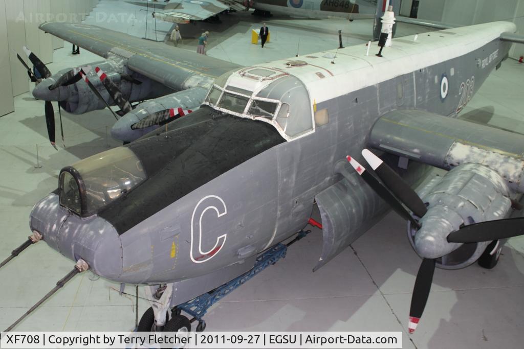 XF708, Avro 716 Shackleton MR.3/3 C/N Not found XF708, Displayed in Hall 1 of Imperial War Museum , Duxford UK