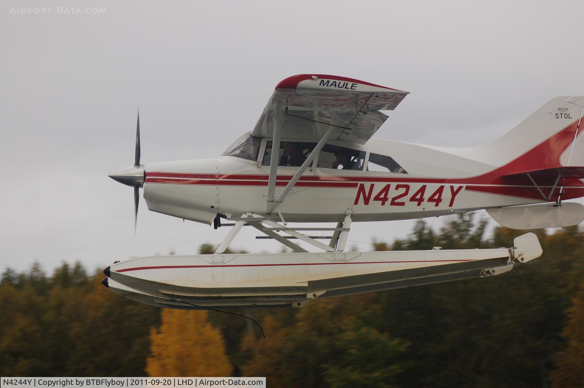 N4244Y, 1998 Maule M-7-235B Super Rocket C/N 23045C, Departing the Lake Spenard end of the Lake Hood Seaplane base Anchorage, AK