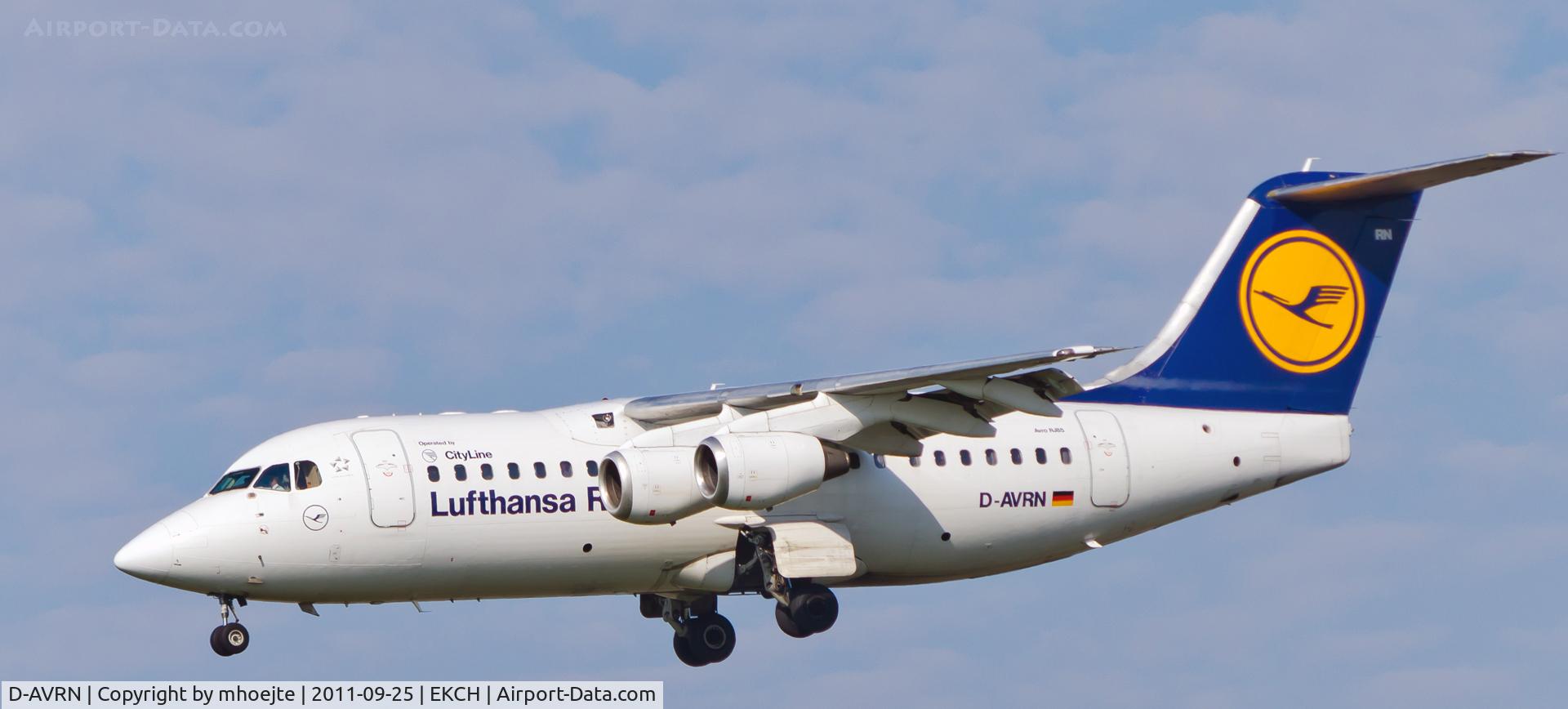 D-AVRN, 1996 British Aerospace Avro 146-RJ85A C/N E2293, Final approach Copenhagen Airport