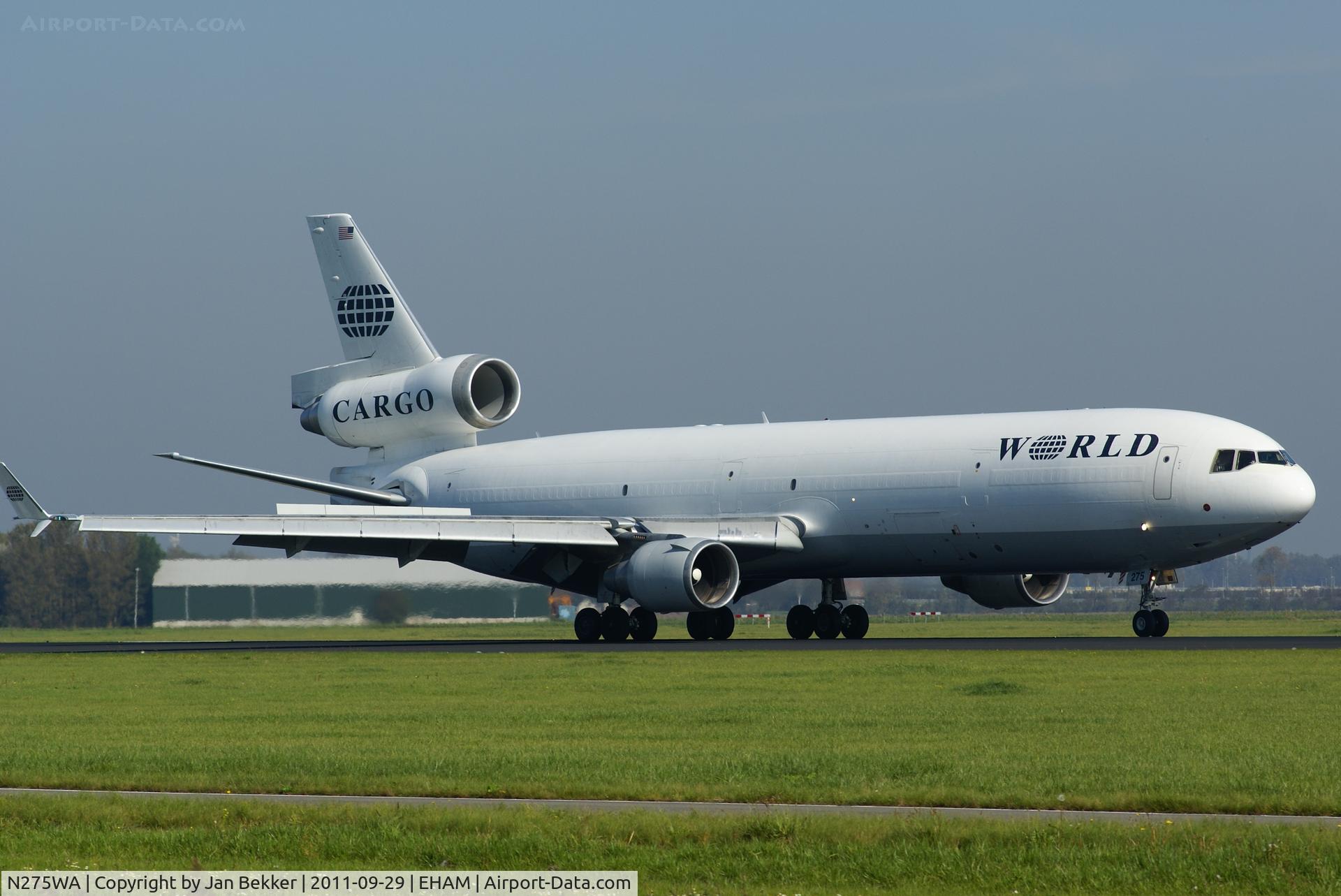 N275WA, 1995 McDonnell Douglas MD-11CF C/N 48631, Just after landing on the Polderbaan at Schiphol