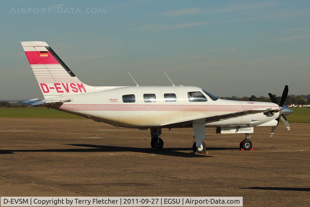 D-EVSM, Piper PA-46-350P Malibu Mirage C/N 4622072, Visiting Duxford during 2011 Helitech
