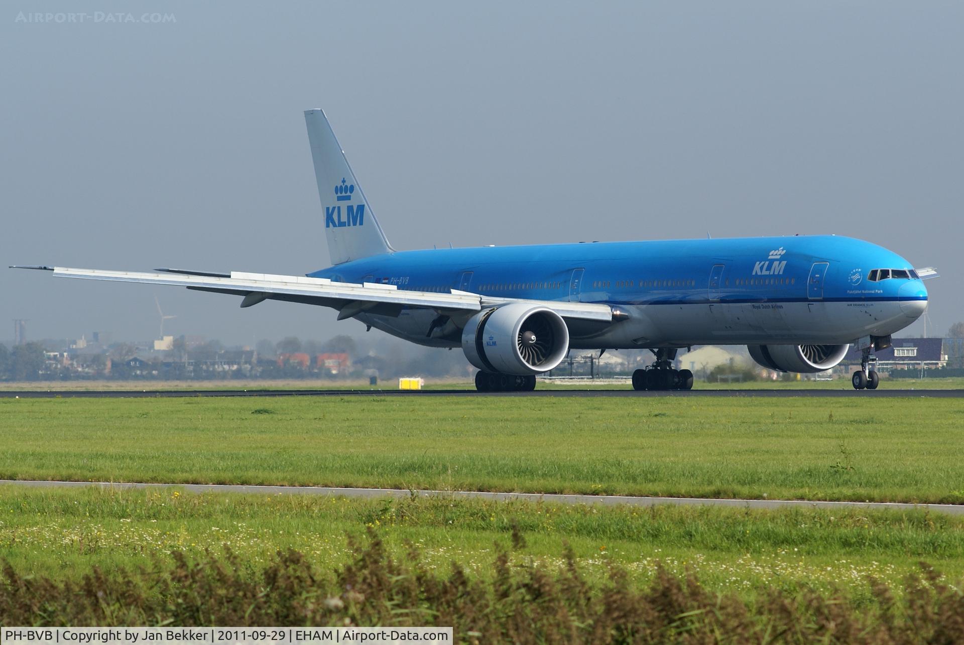 PH-BVB, 2008 Boeing 777-306/ER C/N 36145, Just after landing on the Polderbaan at Schiphol