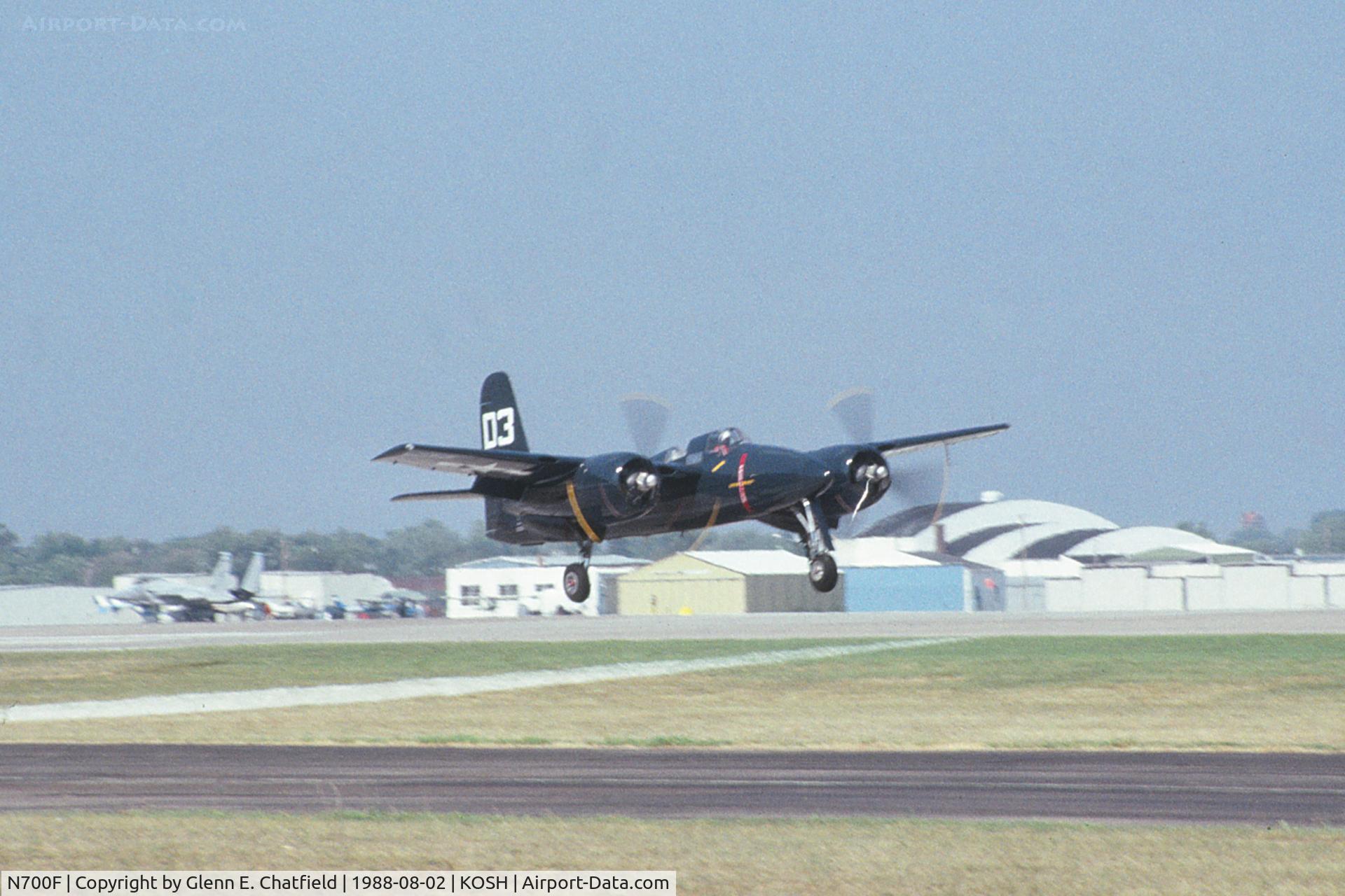 N700F, 1945 Grumman F7F-3 Tigercat C/N C.132, Departing for fly overs during the air show