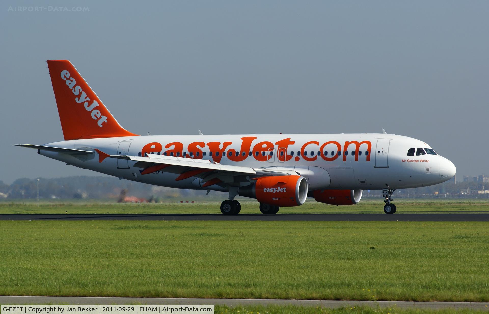 G-EZFT, 2009 Airbus A319-111 C/N 4132, Just after landing on the Polderbaan at Schiphol