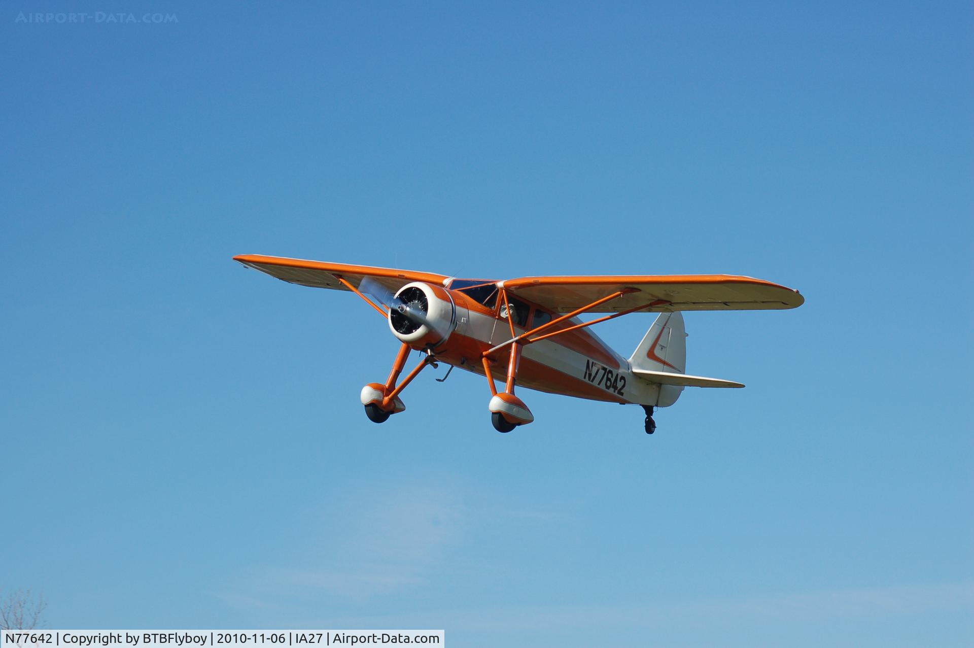 N77642, 1947 Fairchild 24W-46 C/N W46342, Departing Antique Airfield on a bombing run during the annual 