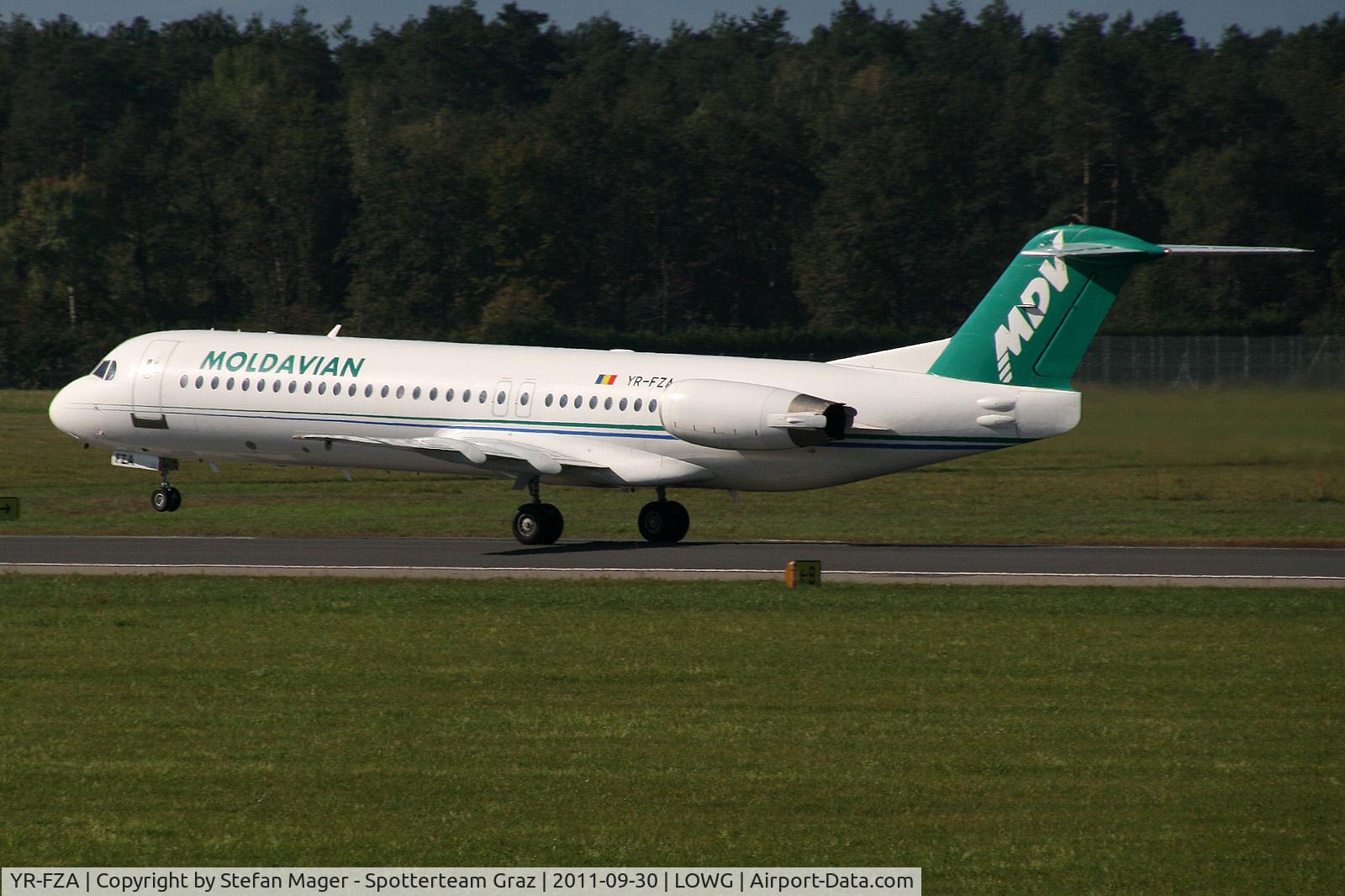 YR-FZA, 1992 Fokker 100 (F-28-0100) C/N 11395, Moldavian Airlines Fokker 100 @GRZ